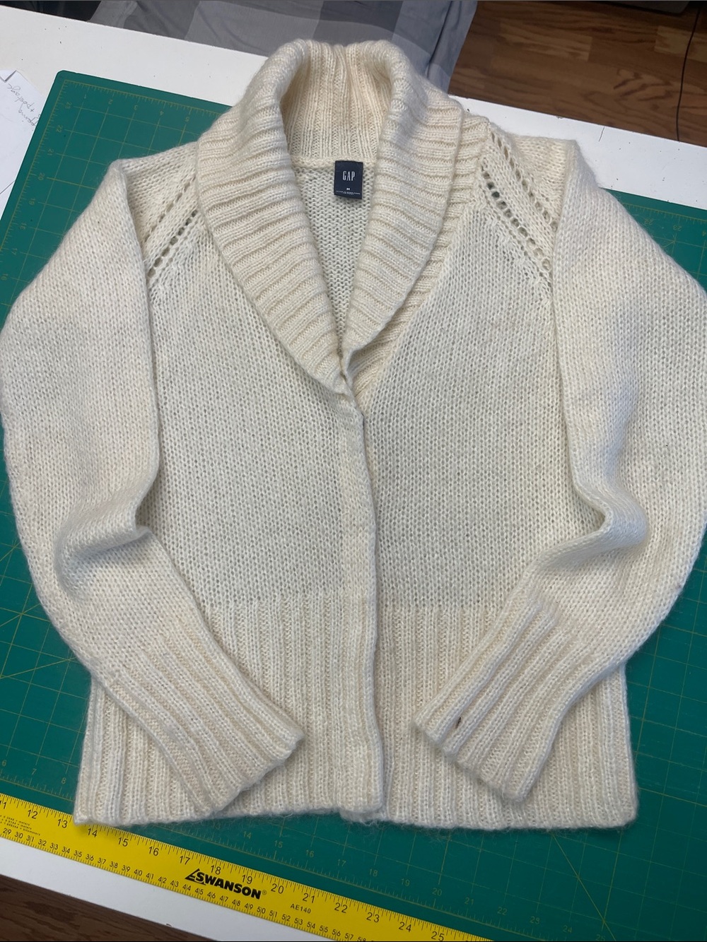 GAP Cream Shawl Collar Open Cardigan Sweater